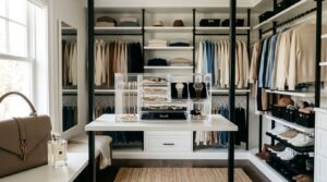 Organizador de acessórios em closet moderno