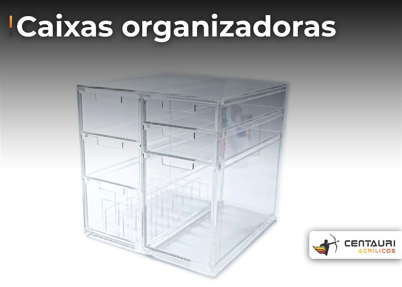 Caixa organizado em acrilico transparente