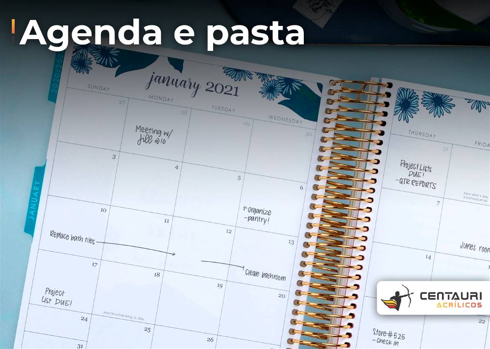 agendas e pastas de papel
