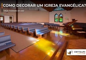 Igreja evangélica por dentro visto do altar