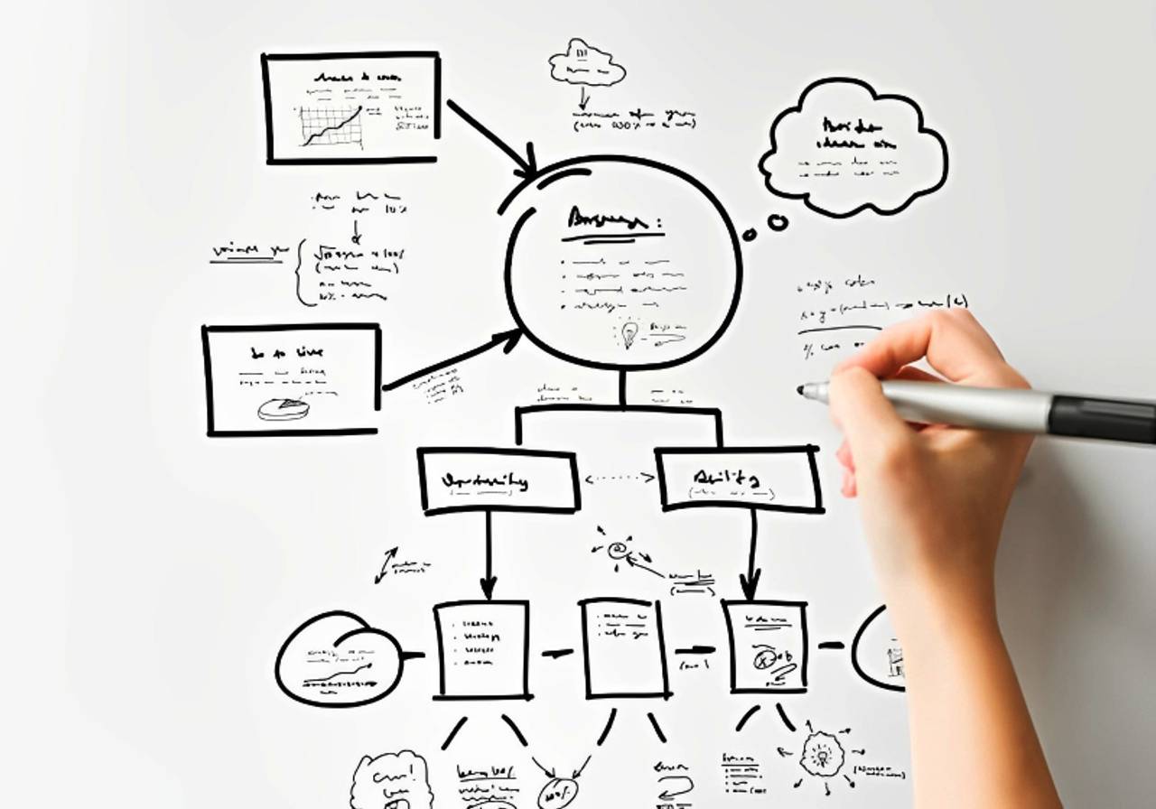 pessoas fazendo mapa mental com canetão 