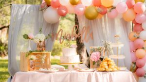 Decoração de chá de bebê de menina