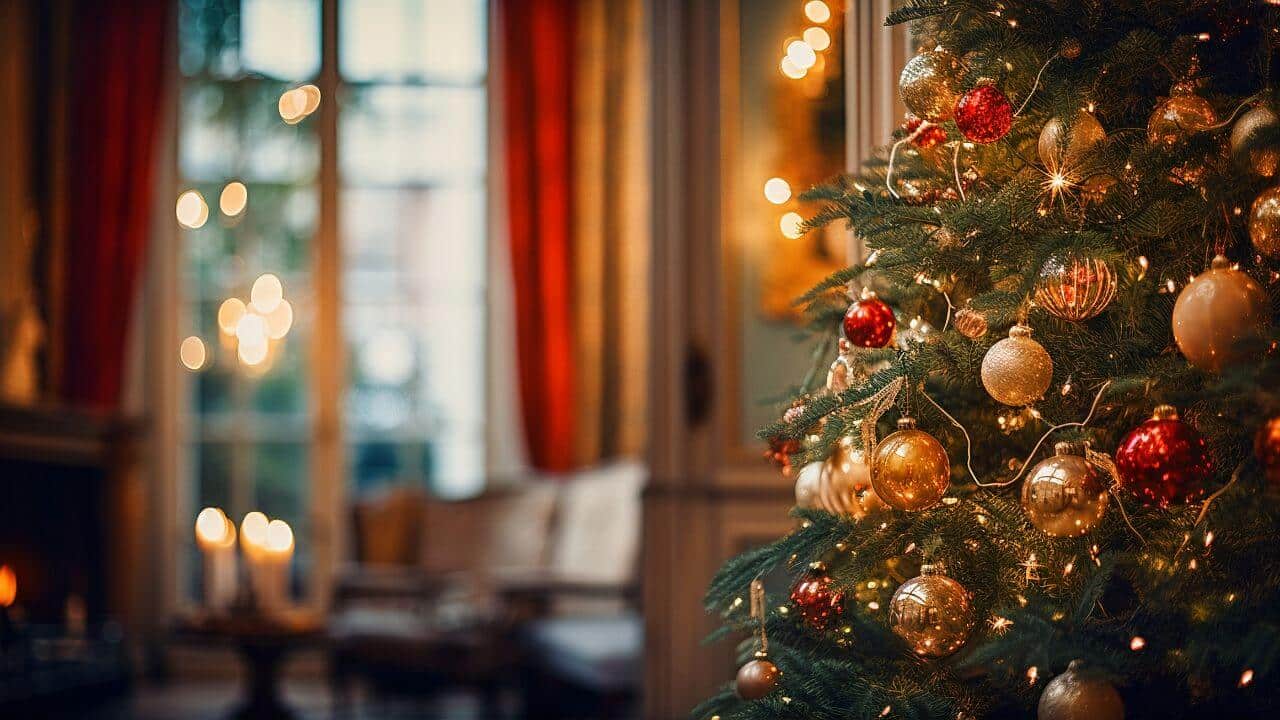 Arvore de natal montada na sala