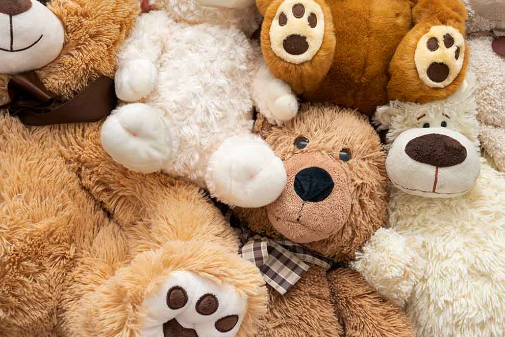 Diversos Ursos de Pelúcia em Cores e Tamanhos Variados