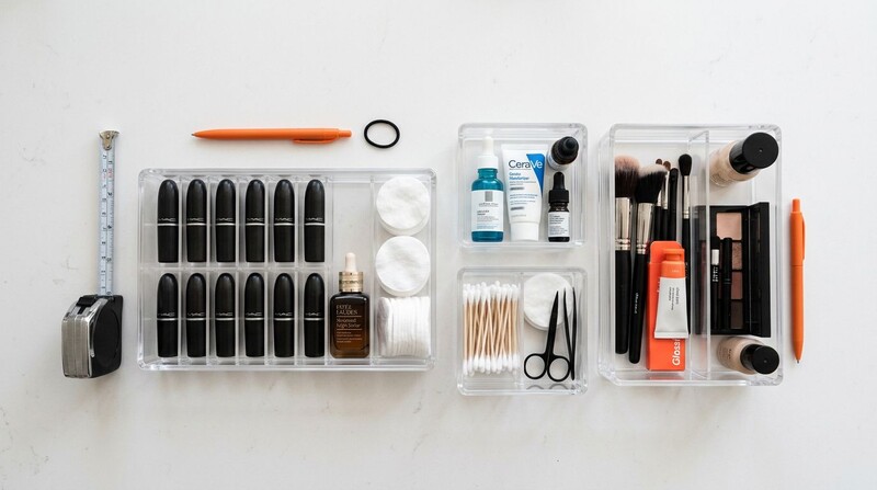 Organização de produtos de beleza e maquiagem
